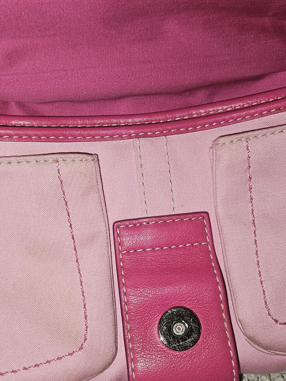 Vintage Coach Y2k Soho Pink Nylon Leather Trim Shoulder Bag Barbie Core - Picture 5 of 13